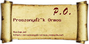 Proszonyák Ormos névjegykártya